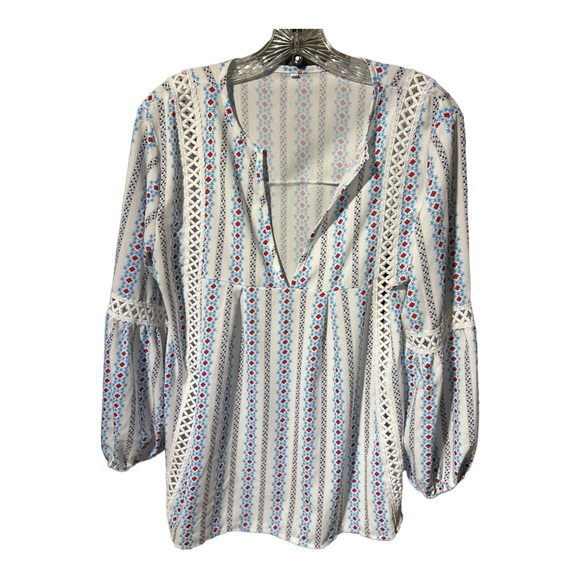 Long Sleeve V-Neck Floral Print Blouse - Picture 2 of 9